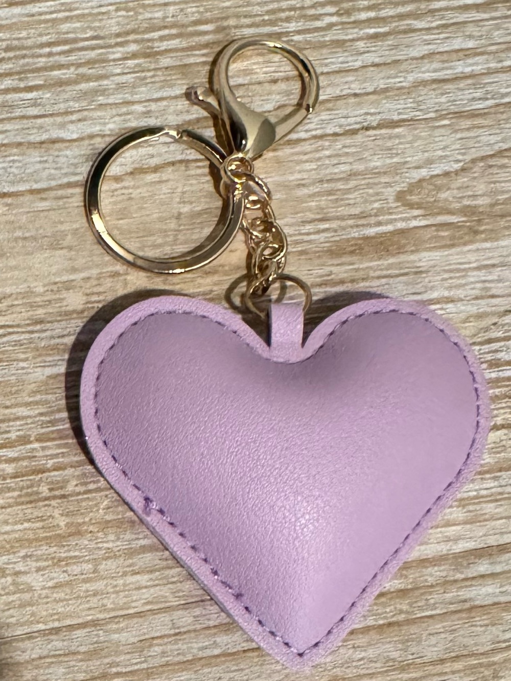 Lavender Heart Keychain or Bag Charm with Gold-Tone Hardware